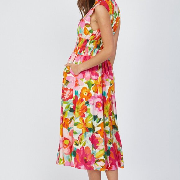 NWT Fate Floral Zip Front Sleeveless Midi Dress – Ivory Multi - Picture 8 of 9